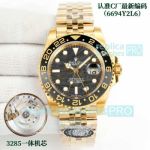Clean New Top Clone Rolex GMT Master II Gain Weight Yellow Gold Tiger Iron Dial 3285 Watch 